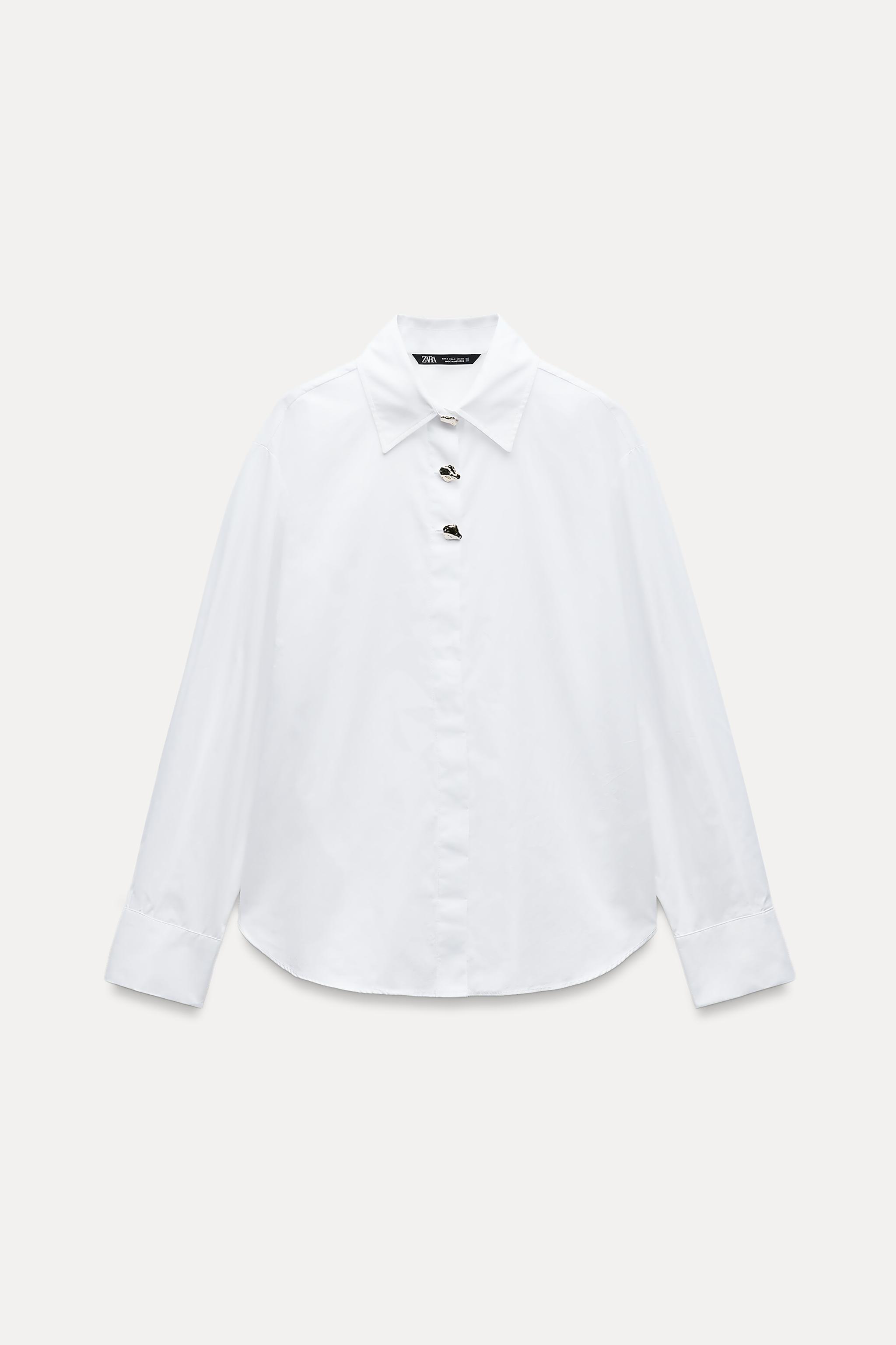 CAMISA POPELIN BOTONES DORADOS Blanco ZARA Espana