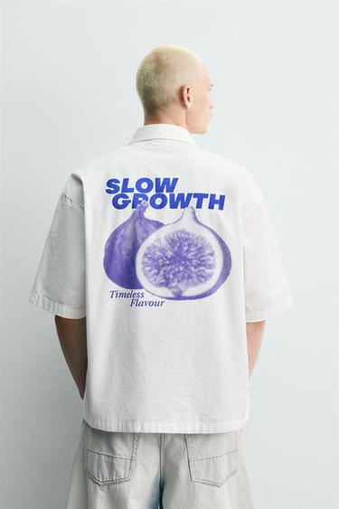 CAMISA LAVADA GRÁFICOS ESTAMPADOS - Blanco de Zara