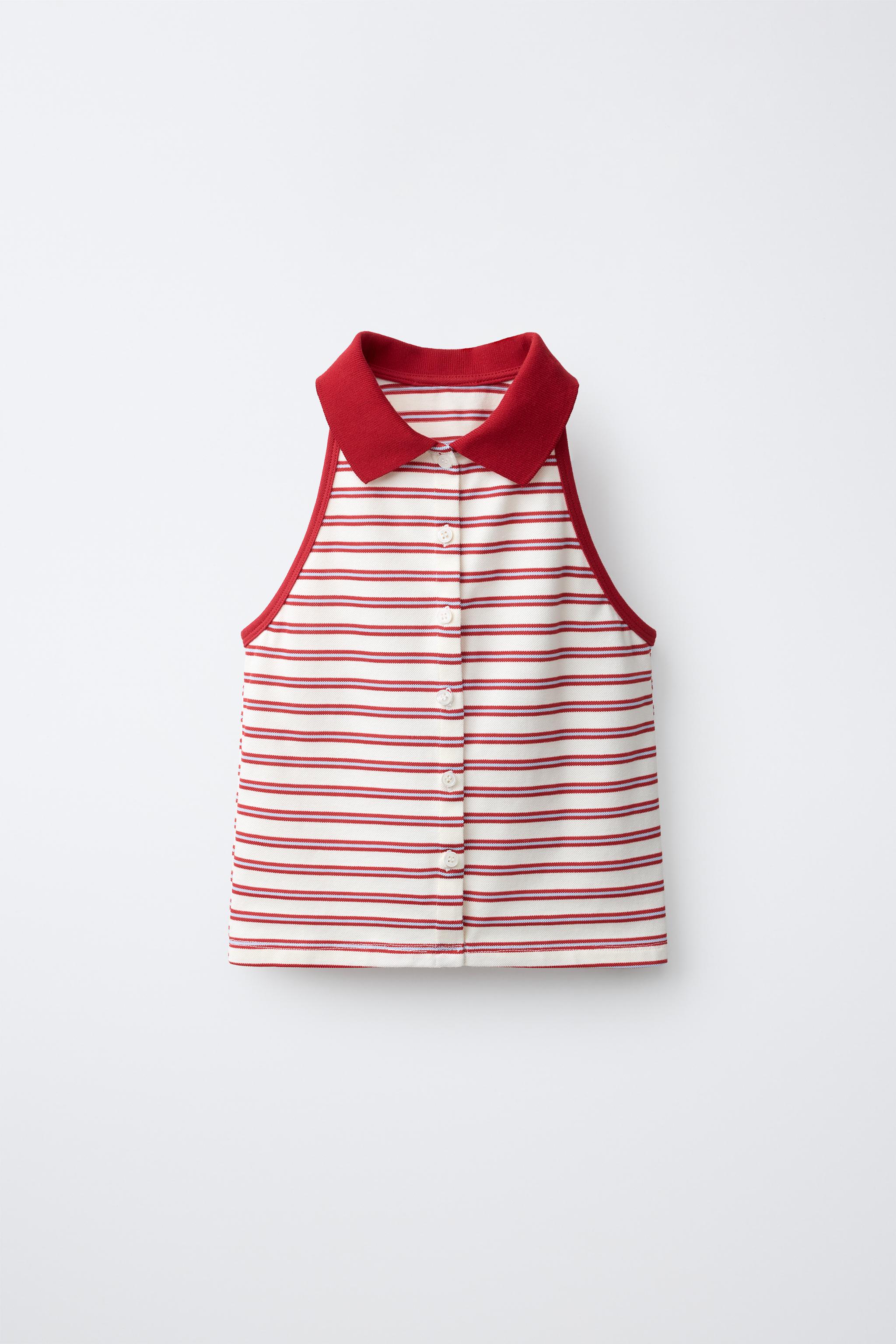 HALTER NECK PIQUÉ POLO — striped