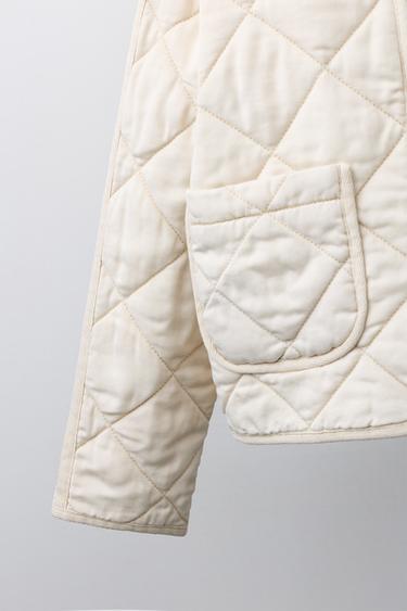 VESTE MATELASSÉE ZIPPÉE - Écru de Zara - Image 5