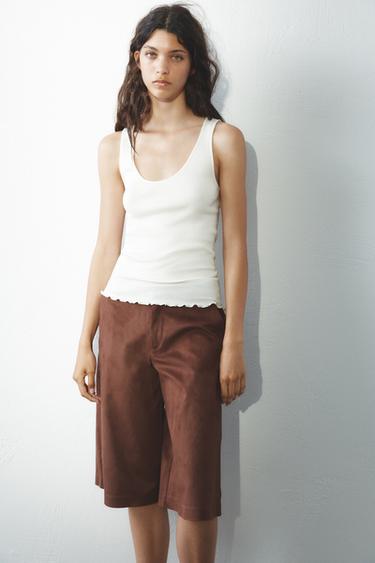 FAUX SUEDE BERMUDA SHORTS - Brown by Zara