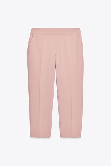 HIGH-WAIST STRAIGHT-LEG TROUSERS - Pink by Zara