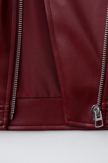FAUX LEATHER JACKET WITH BUCKLES - Burgundy by Zara - Image 7