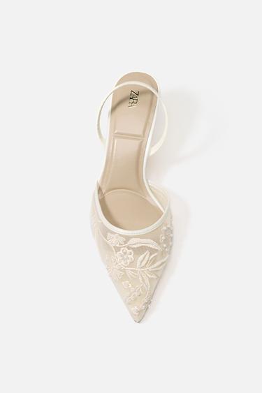 EMBROIDERED MESH SLINGBACKS - White by Zara