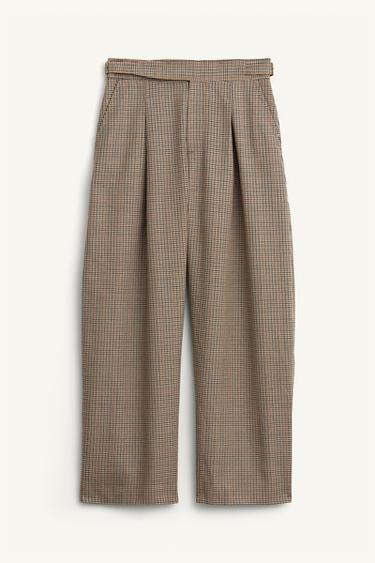 LIMITED EDITION WOOL CHECK SUIT TROUSERS - Brown by Zara