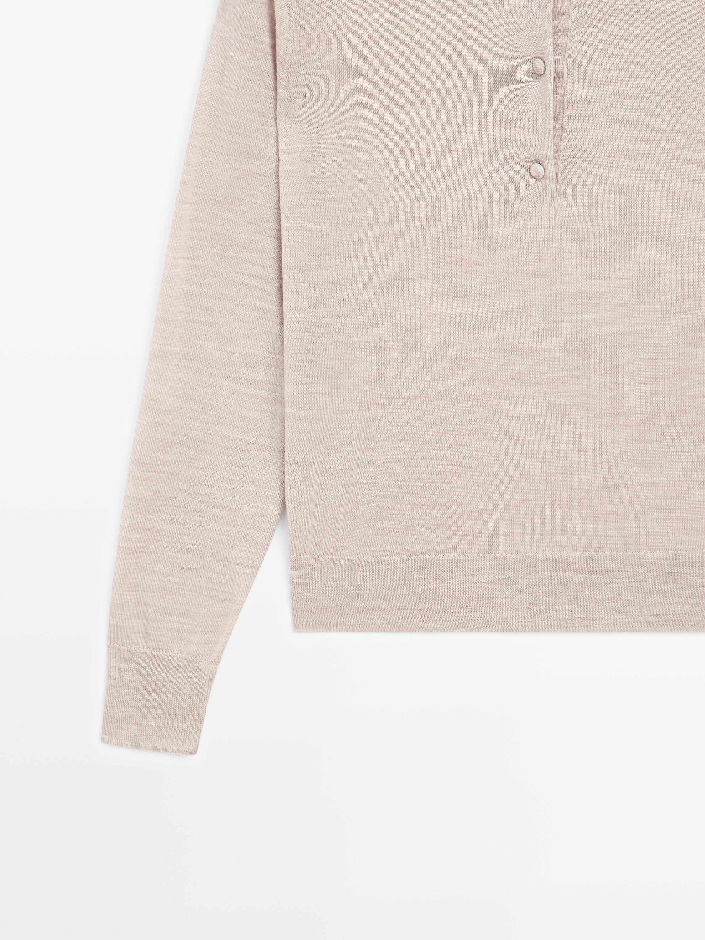 Wool knit polo sweater