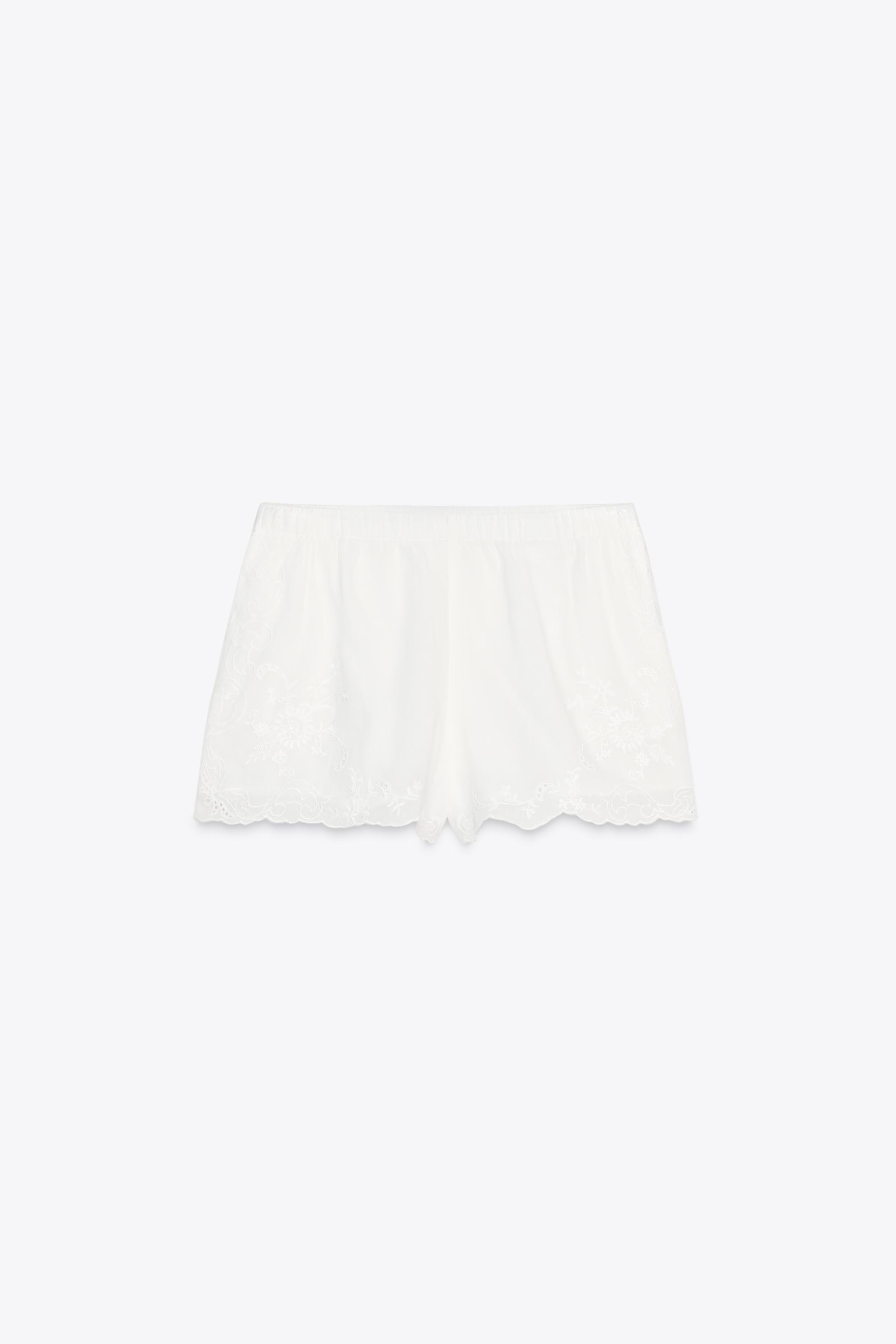 ZARA フローラル刺繍入りパジャマショートパンツ 0881/400 00881409251-p.jpg?ts=