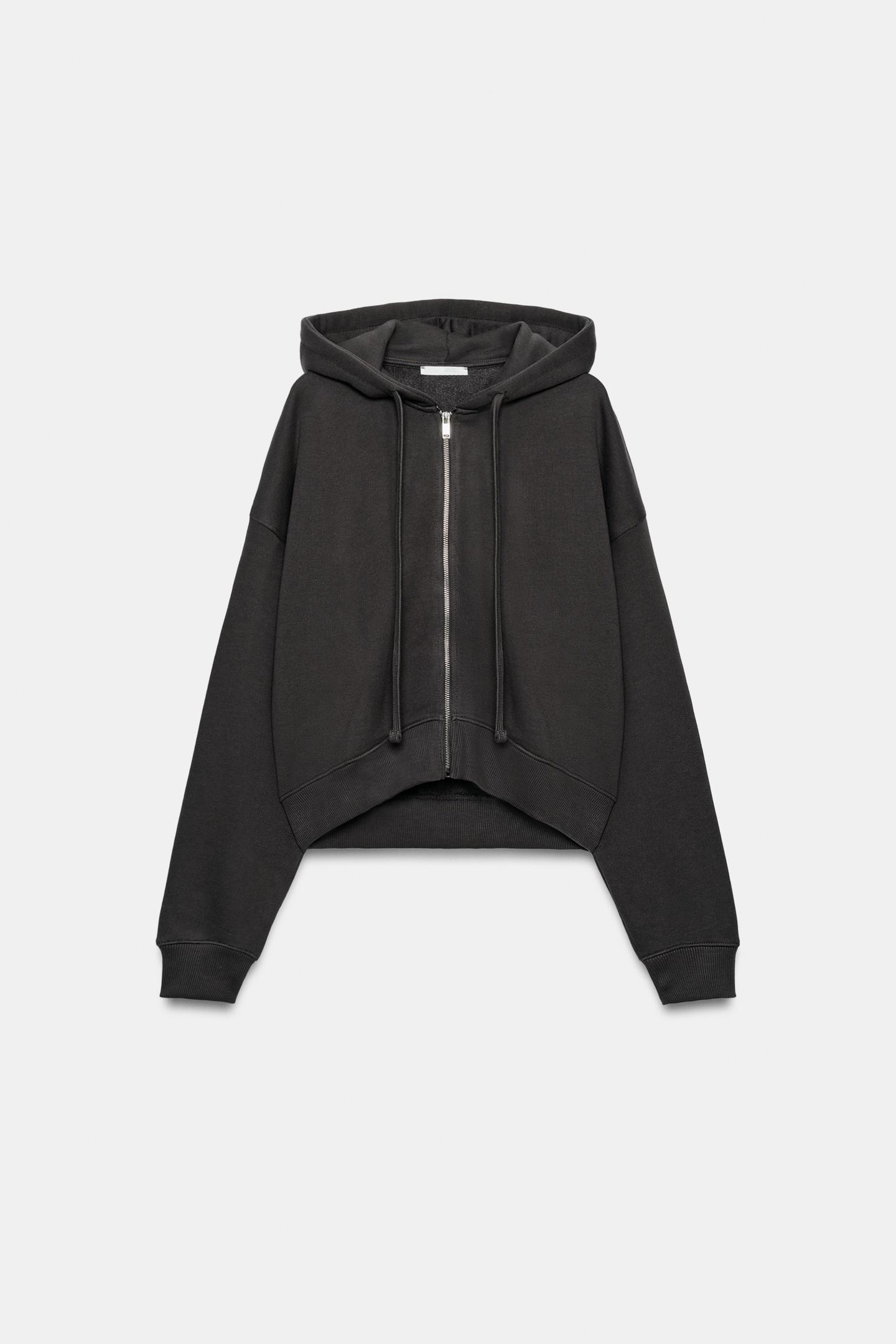 Женское худи Zara Zip-Up, цвет: Антрацитовый серый — фото 5
