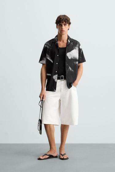 ABSTRACT PRINT STRETCH SHIRT - Black by Zara - Image 0