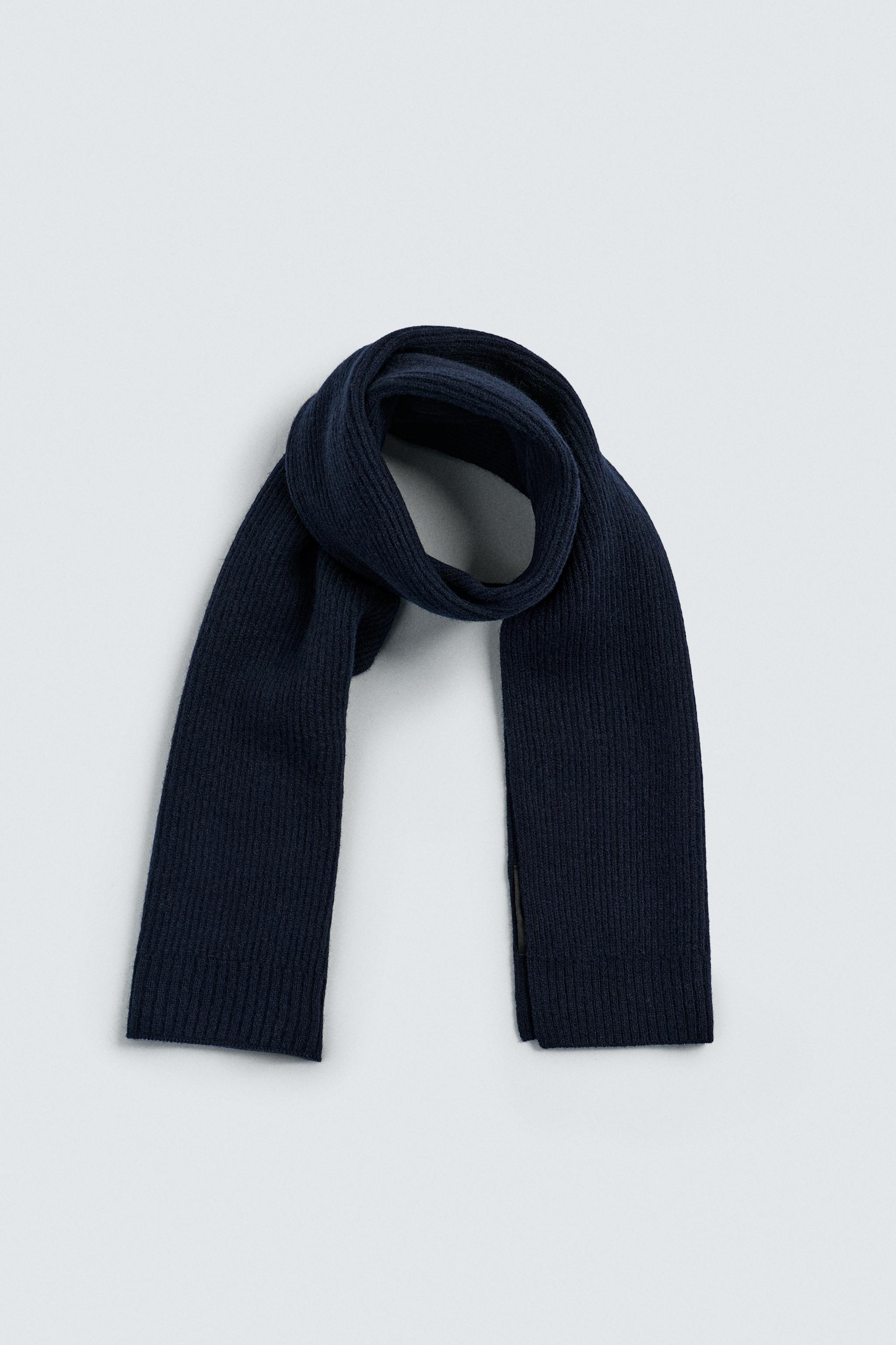 100% WOOL KNIT SCARF - Navy blue | ZARA United States