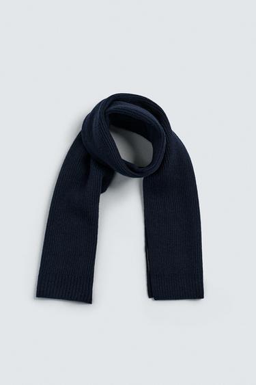 100% WOOL KNIT SCARF - Navy blue by Zara - Image 1