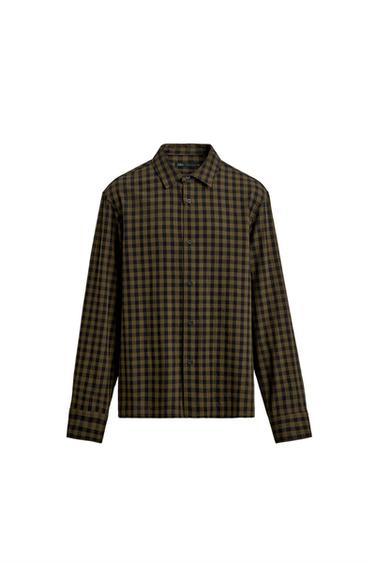RELAXED FIT CHECK SHIRT - Dark brown by Zara