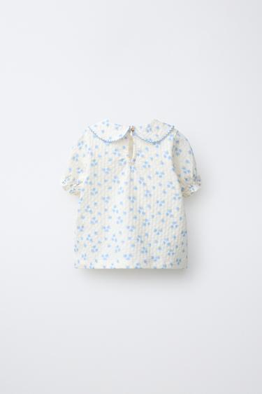 FLORAL TEXTURED T-SHIRT - Ecru by Zara - Image 1