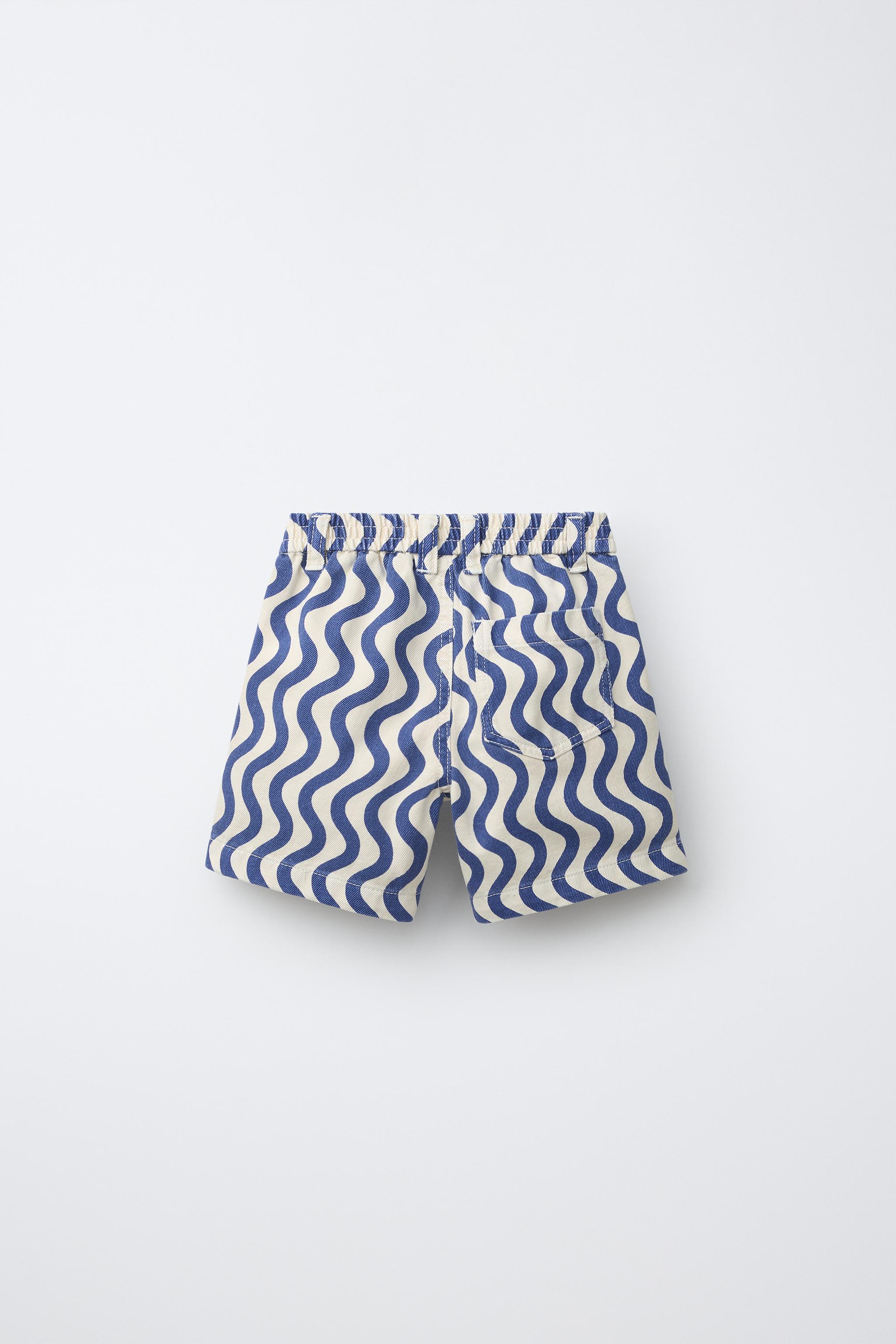 Детские шорты Zara GEOMETRIC WAVE TWILL SHORTS — фото 3
