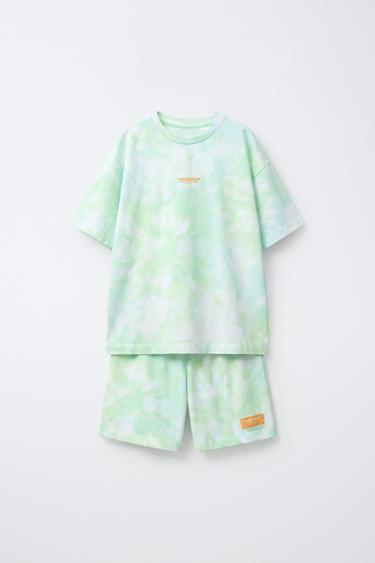 6-14 YEARS/ TIE DYE TEXT PYJAMAS - Green by Zara