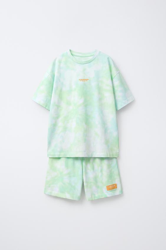 6-14 AÑOS/ PIJAMA TIE DYE TEXTO - Verde de Zara - Imagen 0