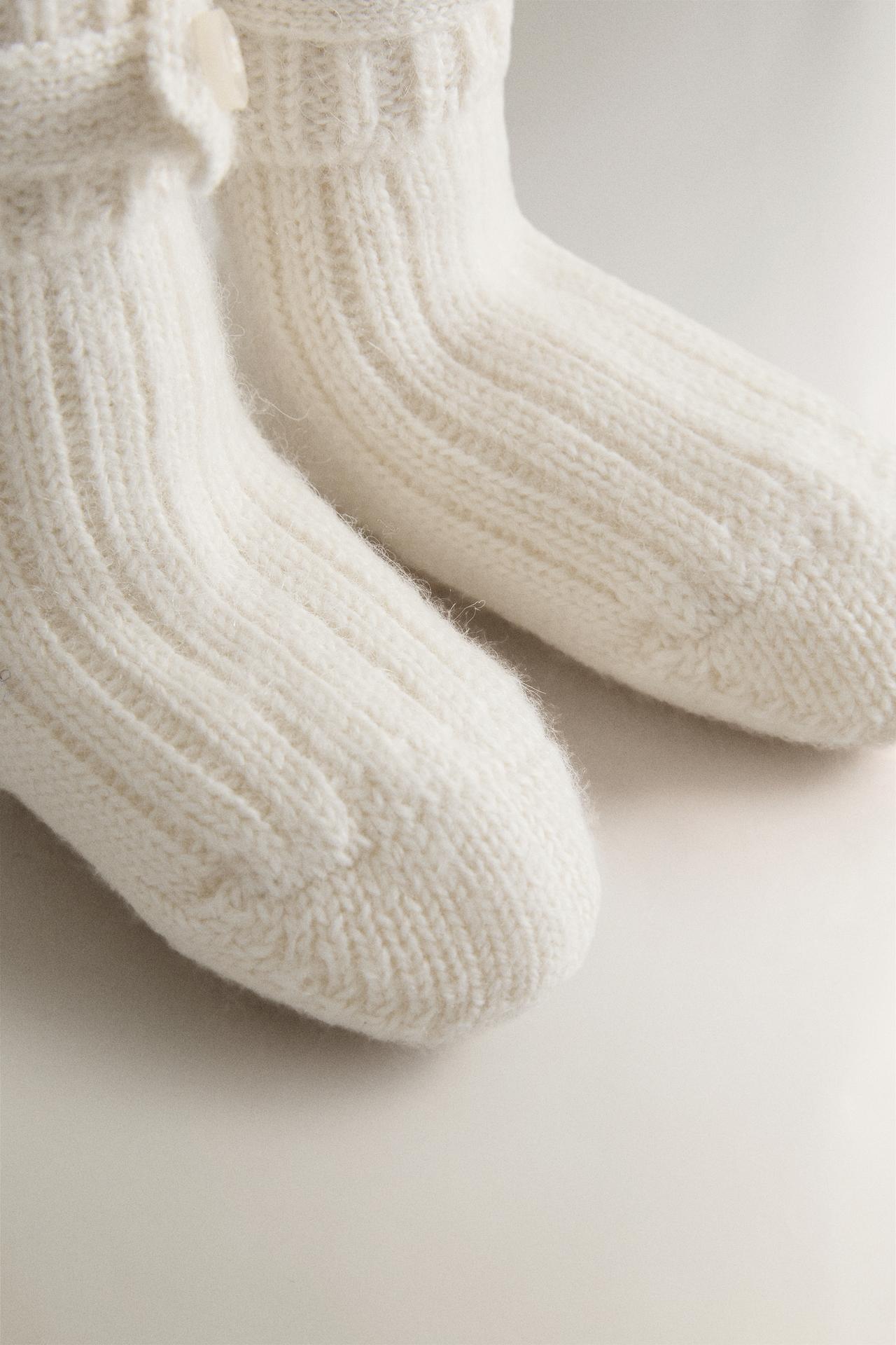 ALPACA BABY BOOTIES — Oyster-white