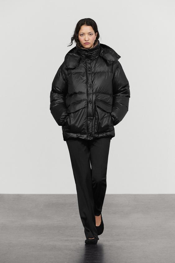 Zara Down jacket with contrast interior - Black - Image 0
