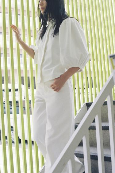 ZW COLLECTION DENIM BLOUSE - Oyster-white by Zara