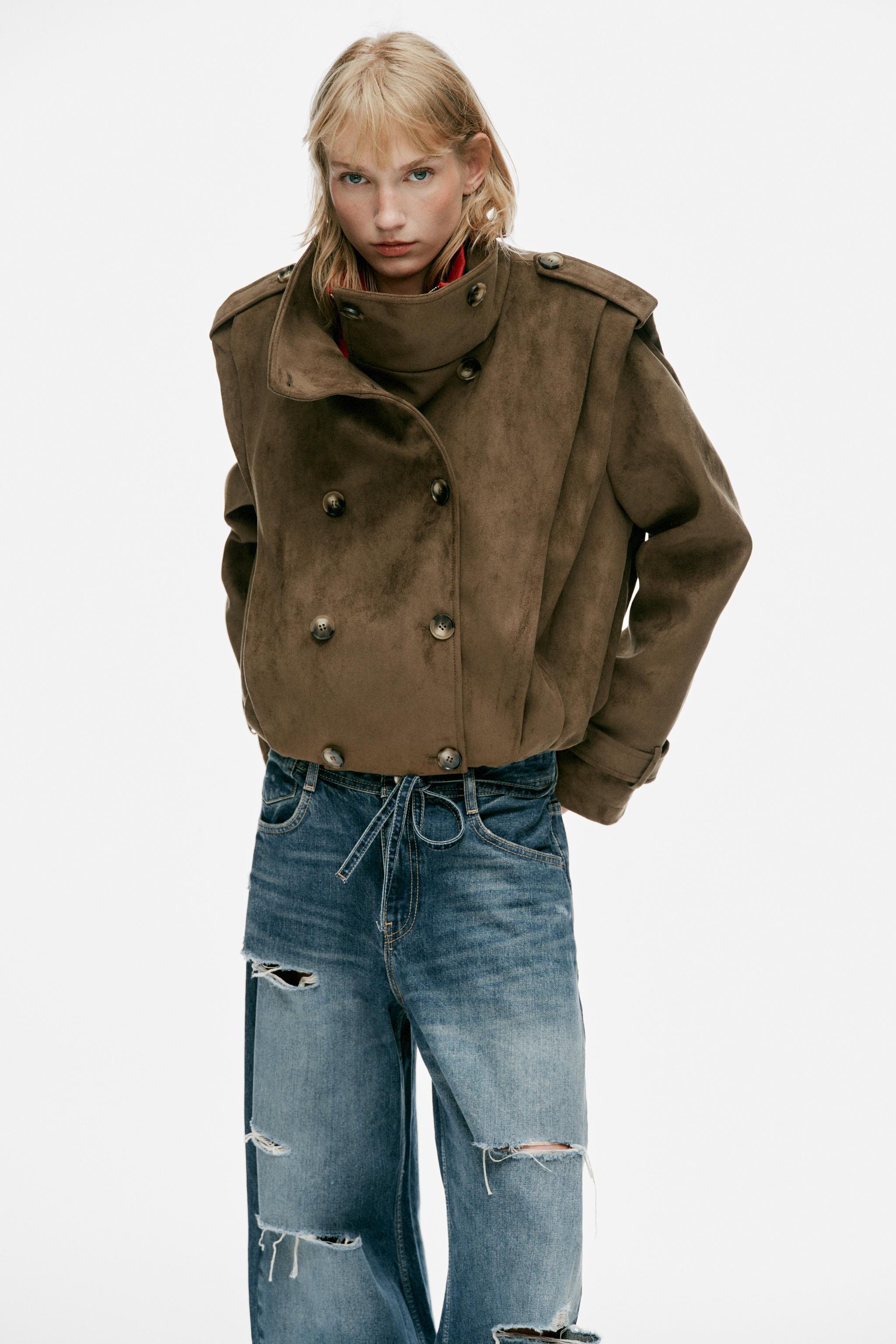 Zara KISA PİLELİ SUNİ SÜET TRENÇKOT görsel 2