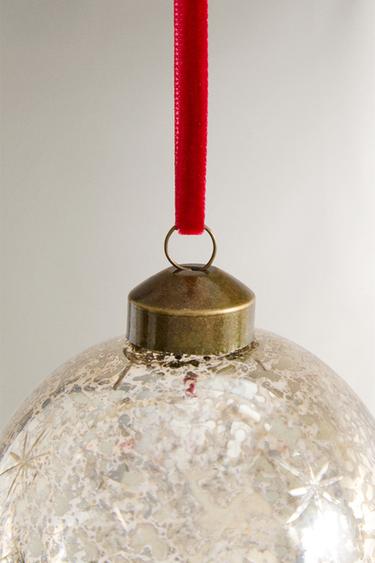 DÉCORATION SAPIN BOULE CRAQUELÉE NOËL - Argent de Zara - Image 2