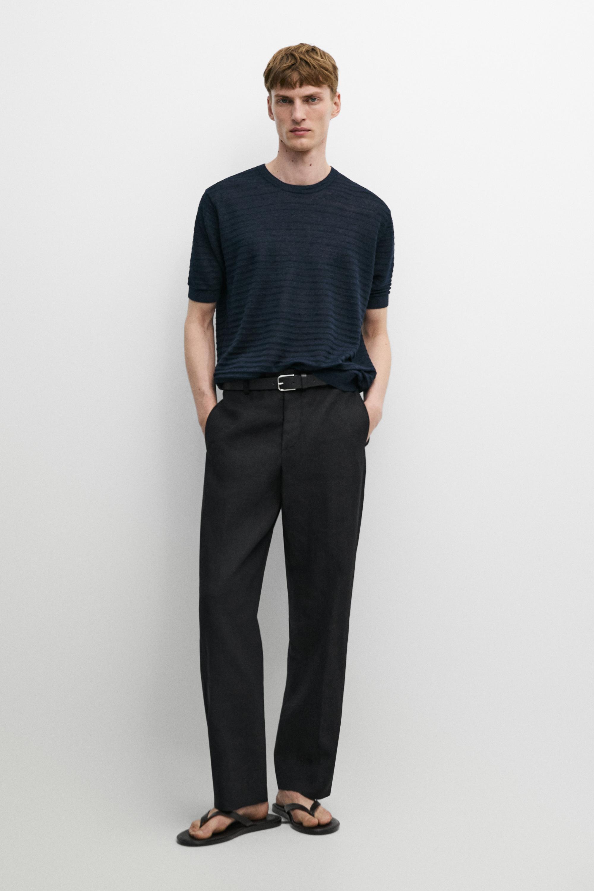 100% linen short sleeve knit sweater
