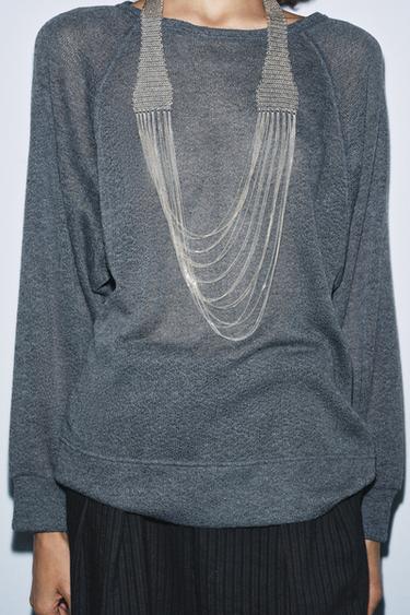 PULL RUSTIQUE À MANCHES LONGUES - Gris anthracite de Zara - Image 1