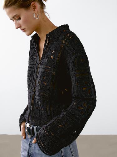 Veste en crochet - Noir de Zara