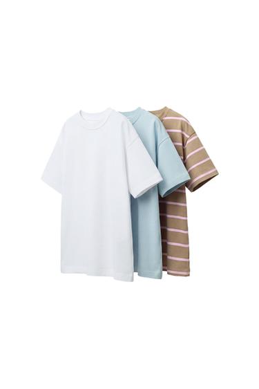 3ER-PACK T-SHIRTS UNI UND STREIFEN - Braun von Zara