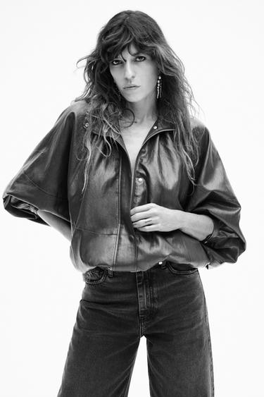 BLOUSON BOMBER EN MATIÈRE SYNTHÉTIQUE ZW COLLECTION - Gris taupe de Zara