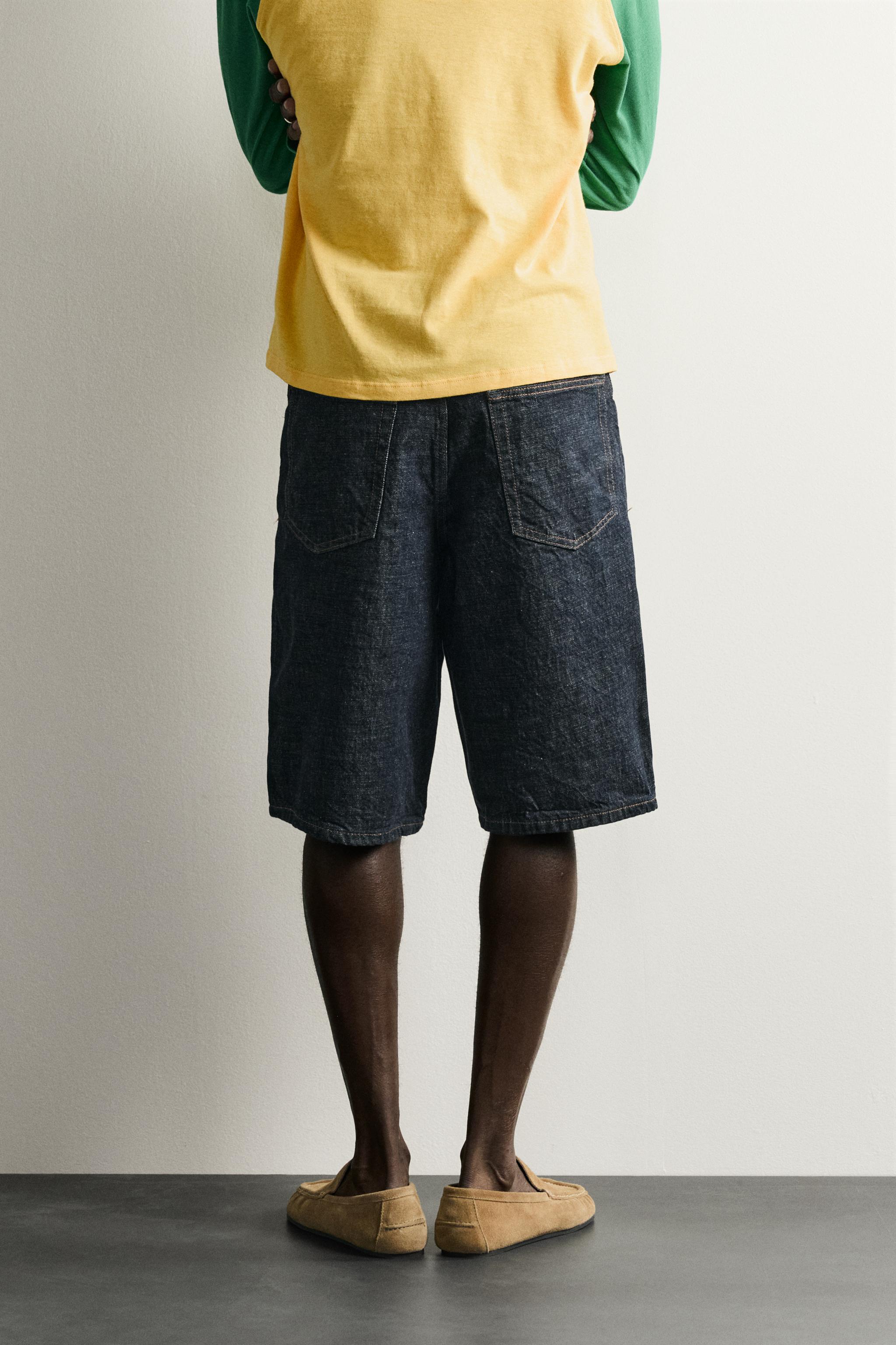Zara BAGGY FIT DENIM BERMUDA görsel 3