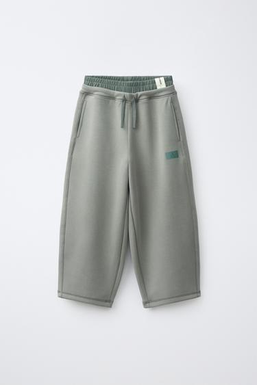 SPORTY BARREL TROUSERS WITH DOUBLE WAISTBAND - Khaki by Zara