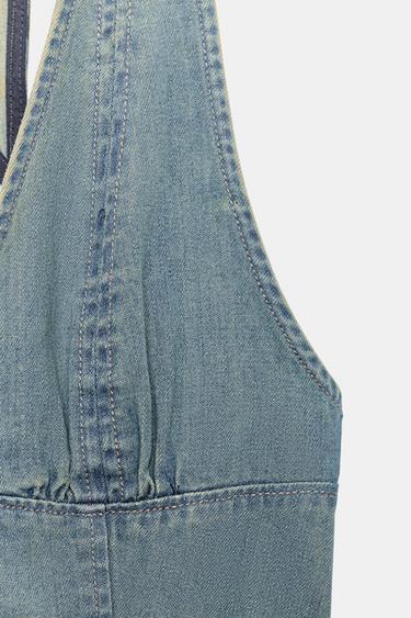 ROBE COURTE À ENCOLURE AMÉRICAINE - Bleu de Zara - Image 8