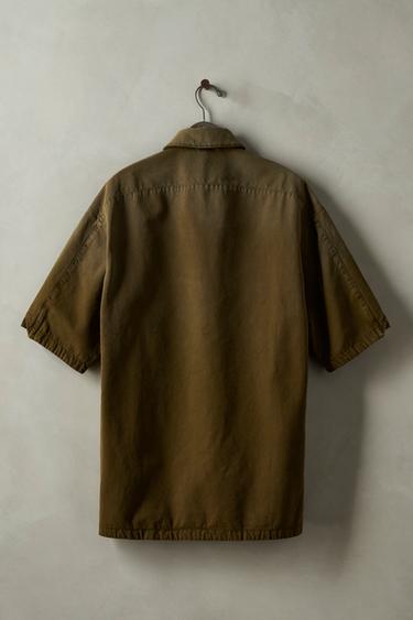 WASHED CANVAS OVERSHIRT X SR_A - Olive green by Zara - Image 1