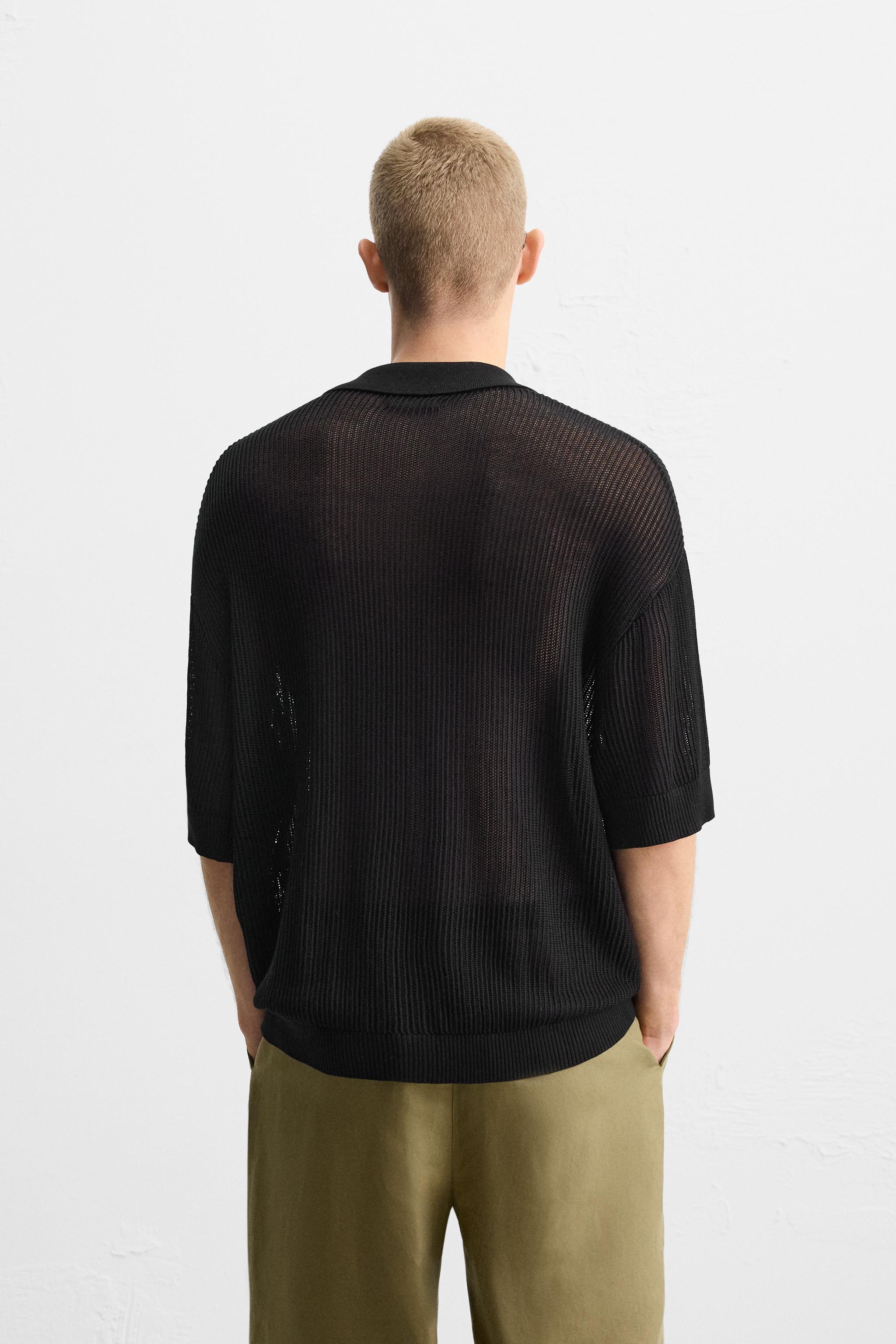【ZARA】透かし編みニットポロシャツ 透かし編みニットポロシャツ - カーボングレー | ZARA Japan / 日本