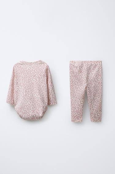 FLORAL BODYSUIT AND LEGGINGS SET - Chalk pink by Zara - Image 1