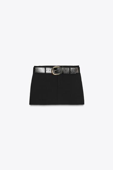 LOW-RISE SKORT WITH BELT - Black by Zara - Image 5