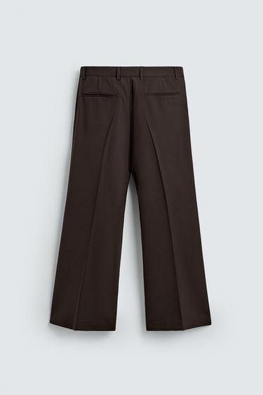 WOOL BLEND FLARE FIT SUIT TROUSERS - Brown by Zara - Image 5