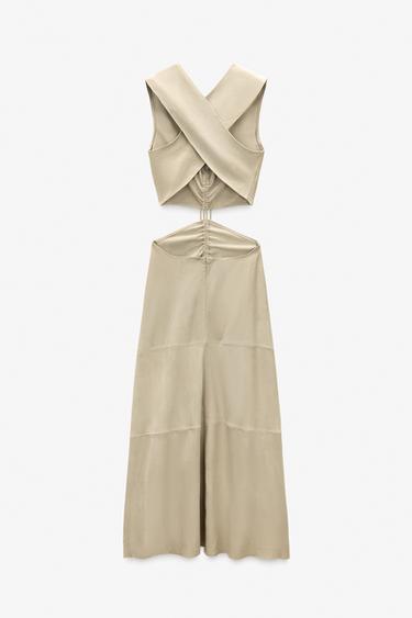 LIMITED EDITION SUEDE LEATHER CUT-OUT DRESS - Beige by Zara - Image 6