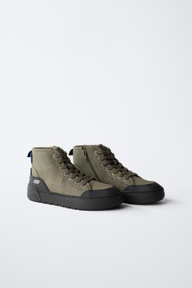 TECHNICAL HIGH-TOP SNEAKERS - Khaki Green by Zara