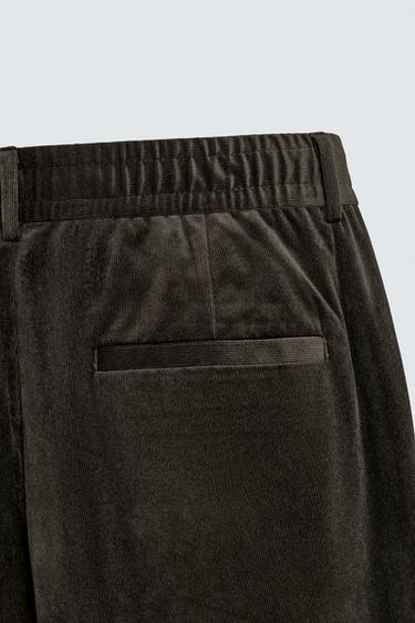 TEXTURED VELVET TROUSERS - Brown by Zara - Image 7