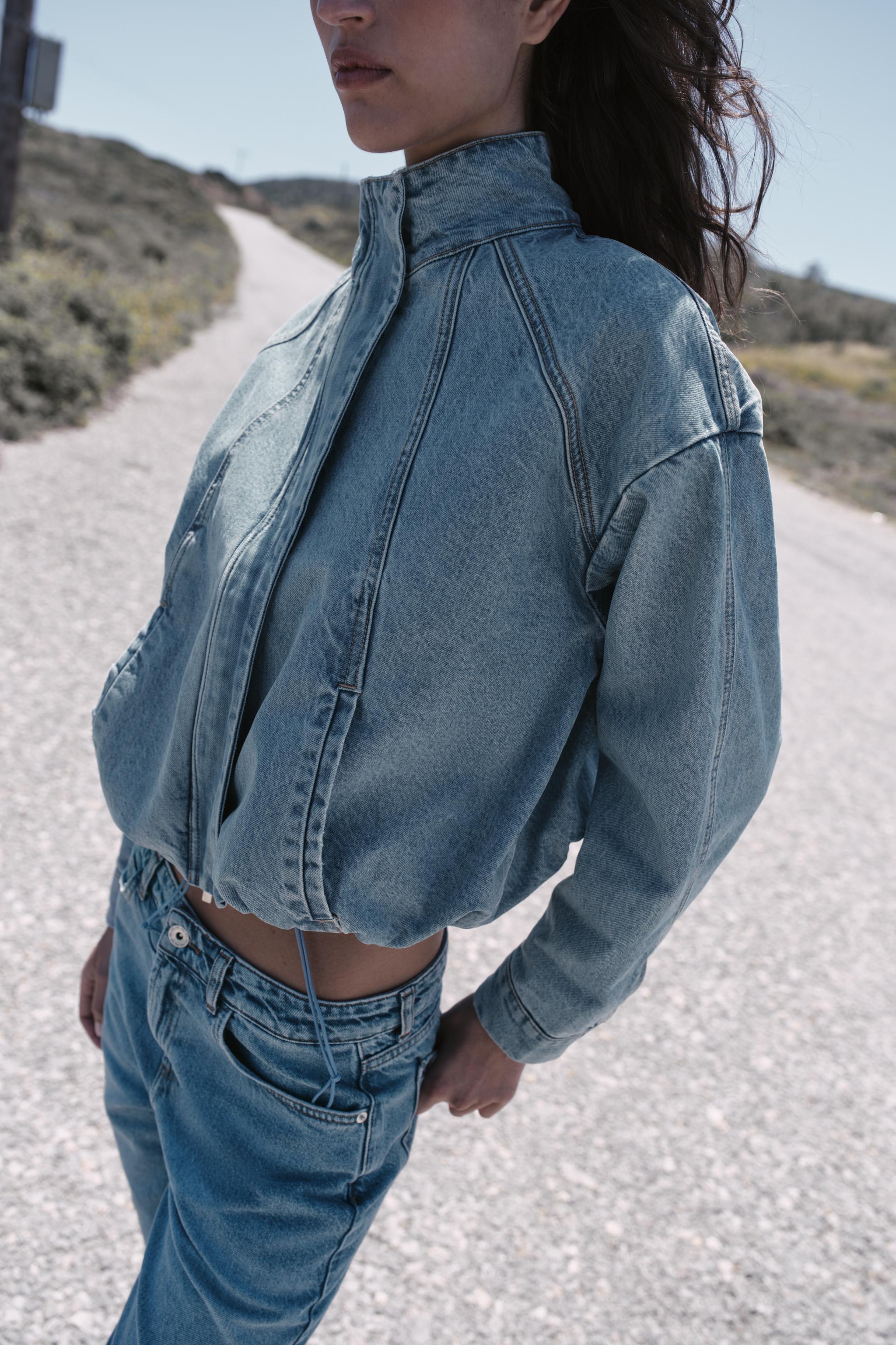 BLOUSON BOMBER EN DENIM Z1975 À COL MONTANT