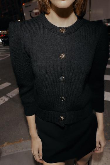 CARDIGAN CON SPALLE IMBOTTITE - Nero di Zara