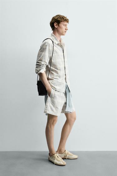 REGULAR FIT CHECK BERMUDA SHORTS - Sky blue by Zara - Image 4