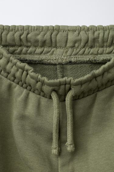 Zara FLEECE CARGO JOGGER PANTS - Green
