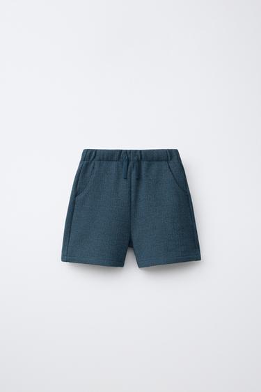 PLAIN TEXTURED BERMUDA SHORTS - Deep blue by Zara