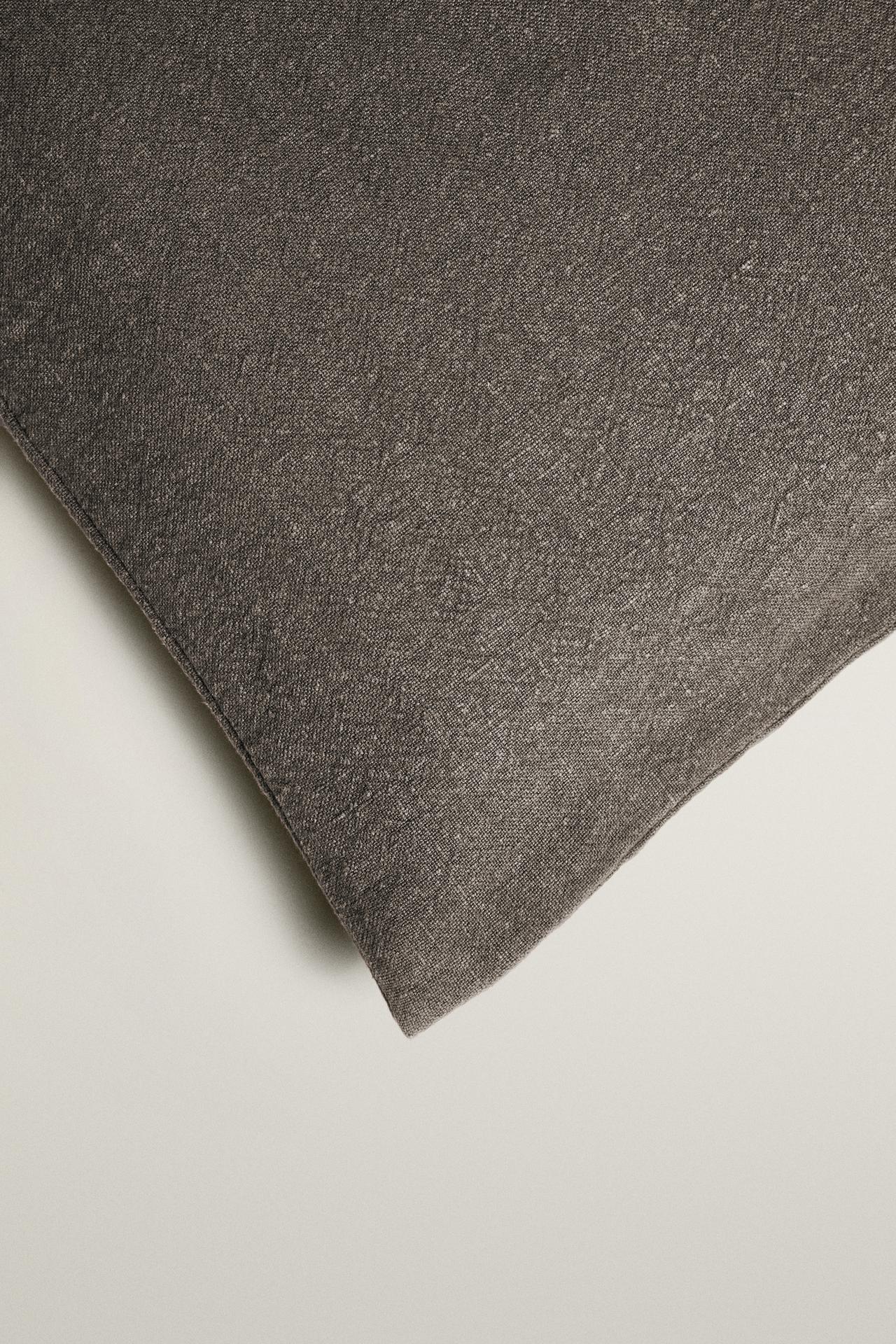 FADED LINEN THROW PILLOW COVER (400 GSM) — Brown / Taupe