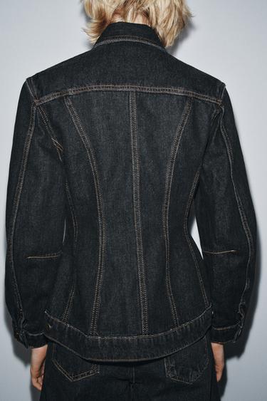 VESTE EN DENIM TAILLÉE ZW COLLECTION - Noir de Zara - Image 2