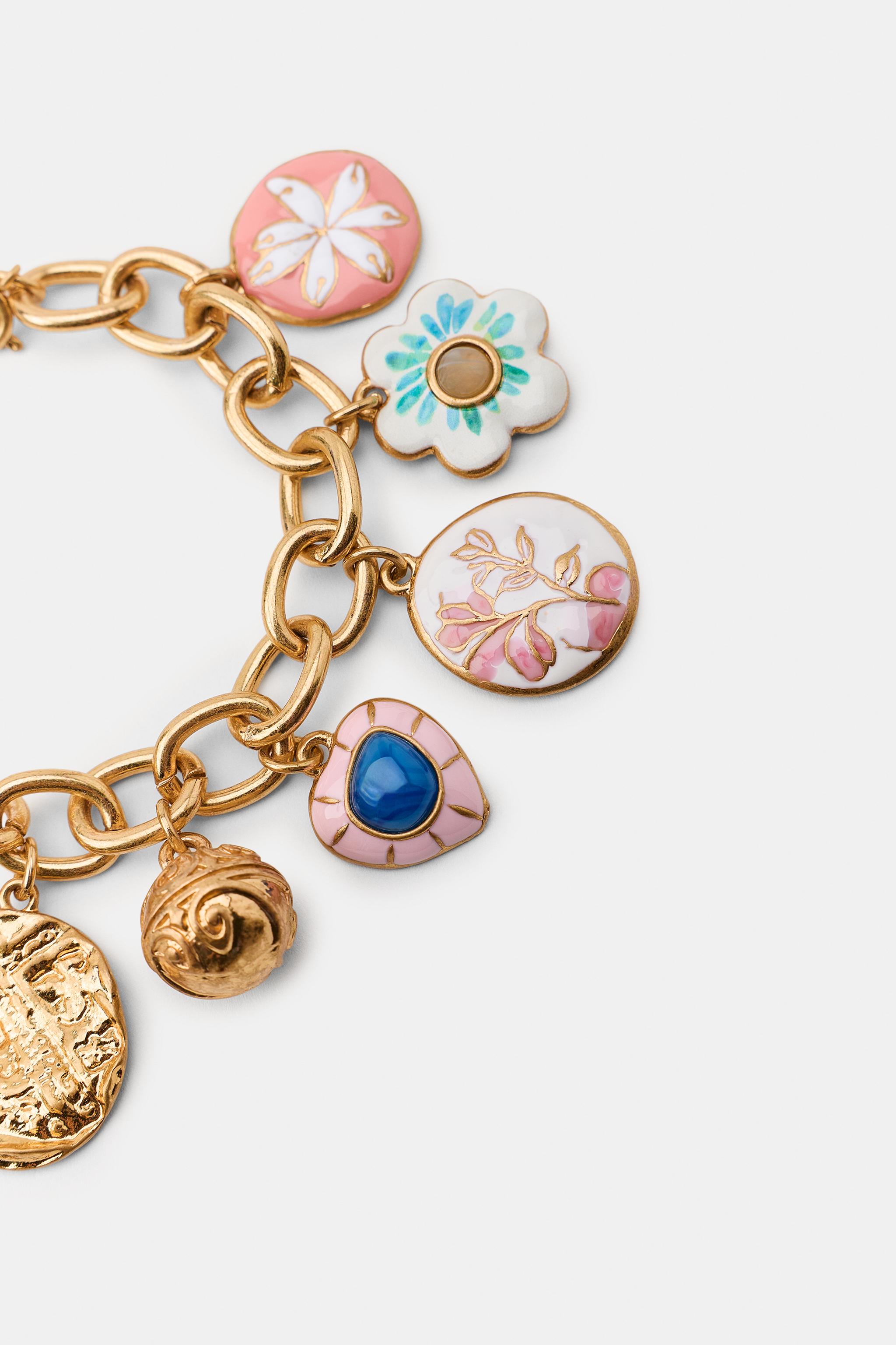 Женские аксессуары Zara RESIN CHARM CHAIN BRACELET — фото 3
