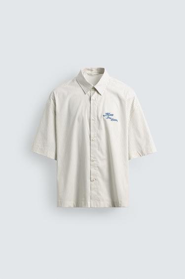 STRIPED SHIRT WITH CONTRAST PRINT - White by Zara